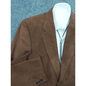 Circle S Blazer Jacket Mens 44 Long Brown Western Cowboy Faux Suede Sportcoat